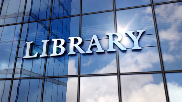 图书馆玻璃镜像建筑视频下载