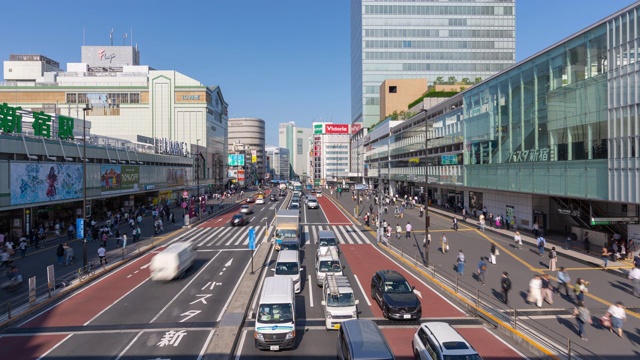 4K时间流逝:日本东京新宿地区交通拥挤的时间流逝。视频素材