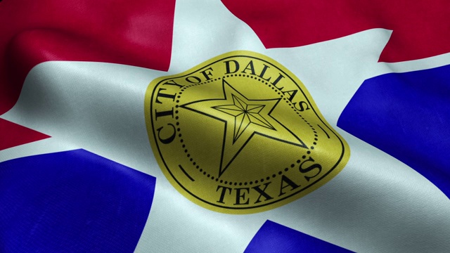 美国城市达拉斯的旗帜无缝循环摆动动画视频下载