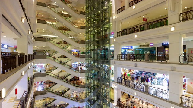 吉隆坡城著名商场主厅全景4k时间间隔马来西亚视频下载