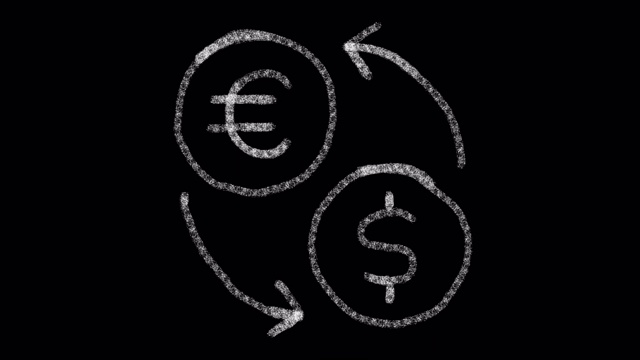 图标改变货币与画风在黑板上，动画素材理想的合成和运动图形视频素材