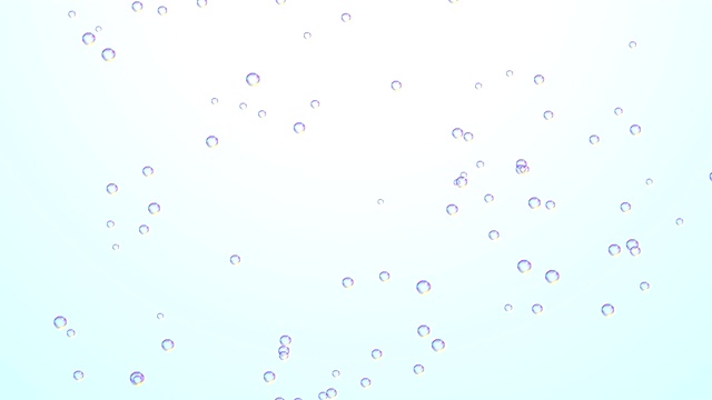 浅蓝色清澈的水背景与泡沫浮起来的动画视频素材
