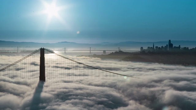 金门大桥低雾日出视频素材
