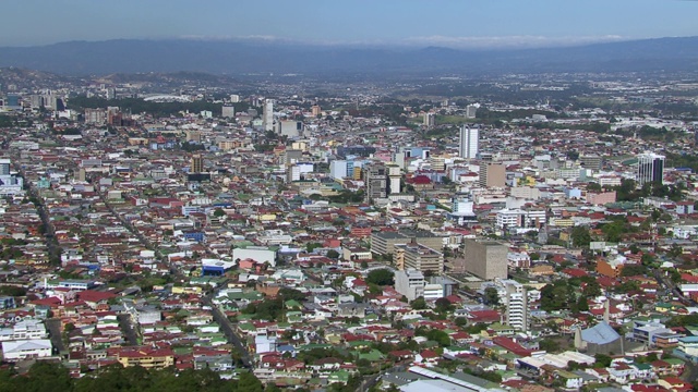 圣何塞市中心鸟瞰图，哥斯达黎加视频素材