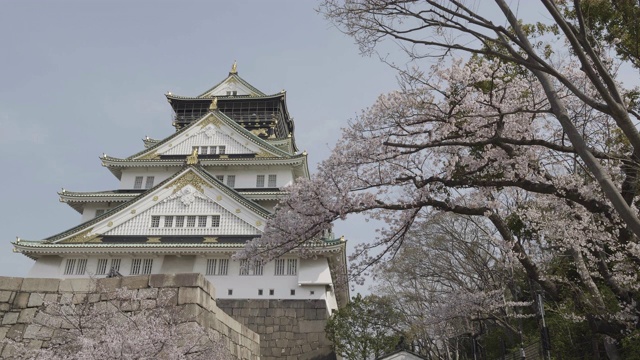 低角度，大阪城堡建筑视频素材
