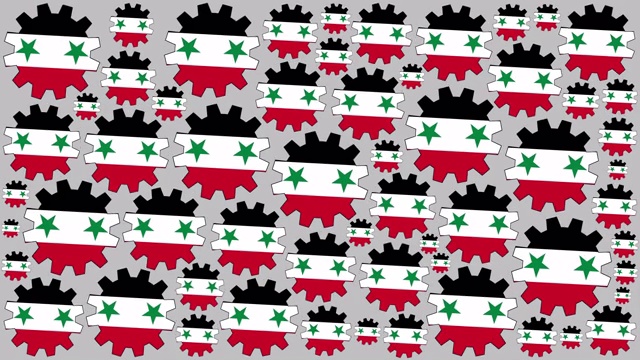 叙利亚国旗齿轮旋转背景视频素材