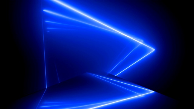3d渲染，抽象的几何背景，荧光紫外线，发光的霓虹线在隧道内旋转，蓝色红色光谱，形状旋转，-可循环4K视频下载