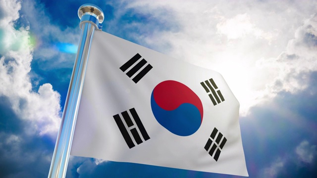 4K韩国国旗-可循环股票视频视频素材