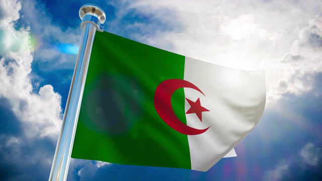 4K阿尔及利亚国旗-可循环股票视频视频下载
