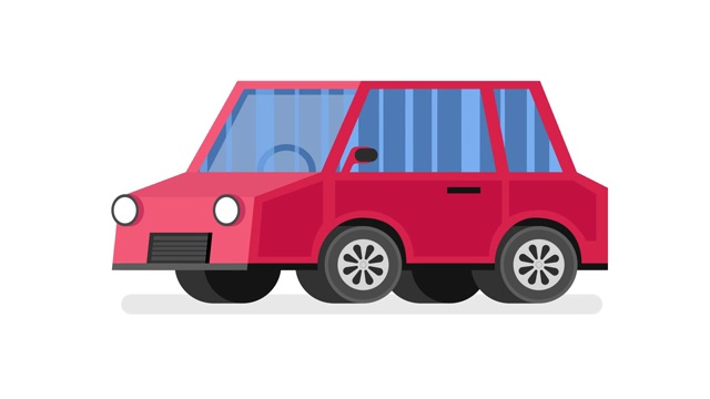 卡通红色汽车动画。循环动画。4 k的决议视频下载