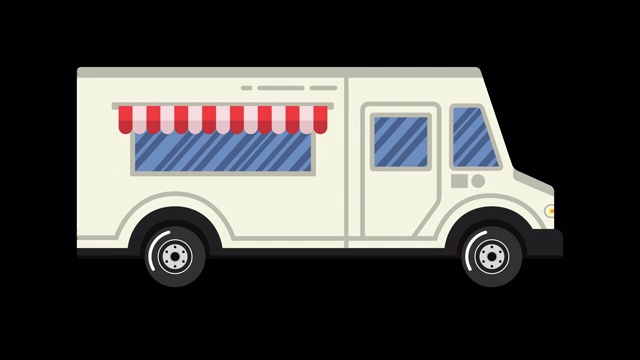 汽车动画。食品卡车。带有alpha通道的循环动画。4 k的决议视频下载