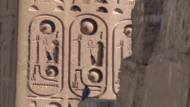 象形文字装饰石头建筑。视频下载