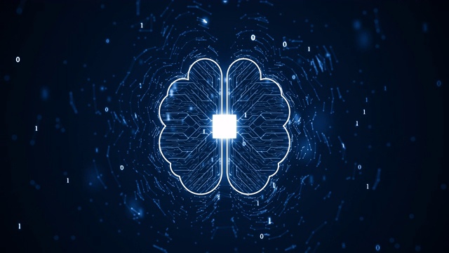 人工智能(AI)大脑动画数字数据概念。视频素材