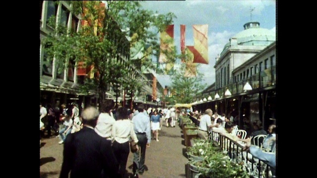 法尼尔市场外部GVs;波士顿,1984年视频素材