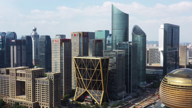 鸟瞰图杭州城市景观视频素材
