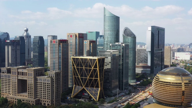鸟瞰图杭州城市景观视频素材