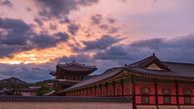 时光流逝，韩国首尔京福宫视频素材