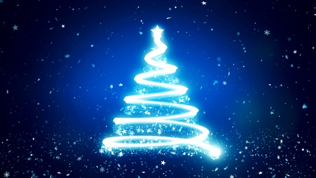 抽象的圣诞树在蓝色的背景视频素材