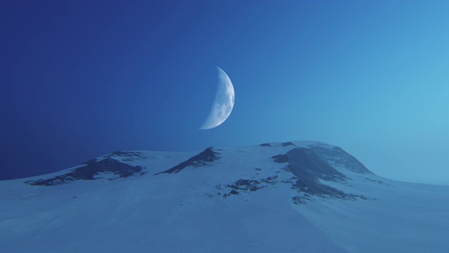鸟瞰图的山峰与月亮视频素材