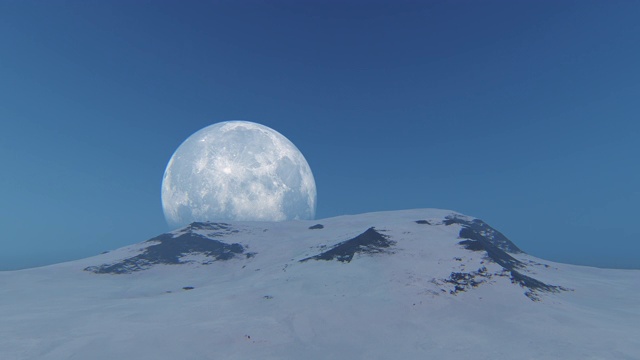 鸟瞰图的山峰与月亮视频下载