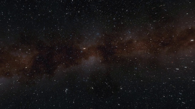 宇宙飞船在太空中接近红色星云。银河系中有数十亿颗恒星。美丽的星团视频素材