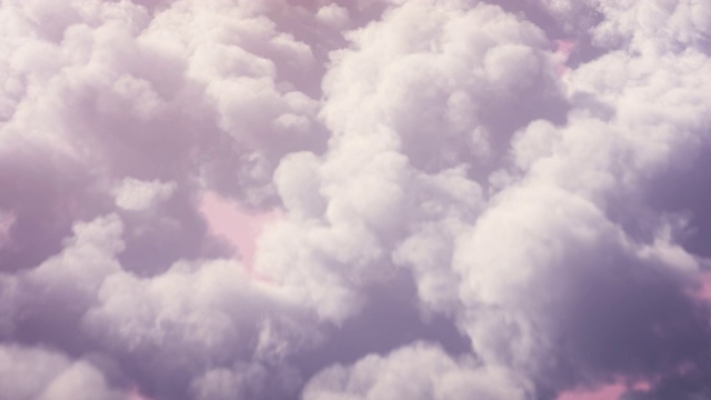 4k飞行在粉红色蓬松的云背景-可循环-阳光，天空，梦想视频素材