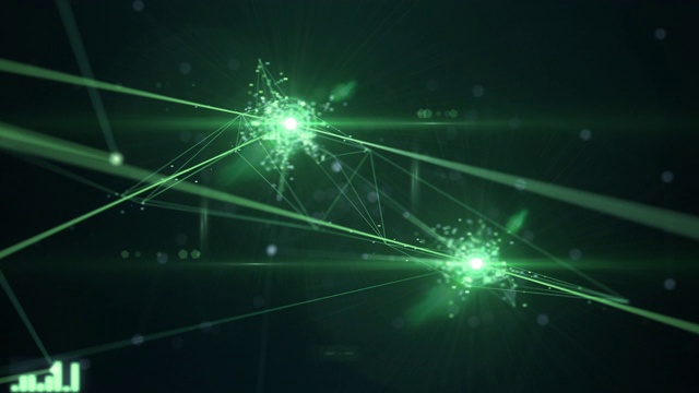 4k穿越新兴网络(绿色)-可循环-人工智能、区块链、大数据、网络安全、连接视频素材