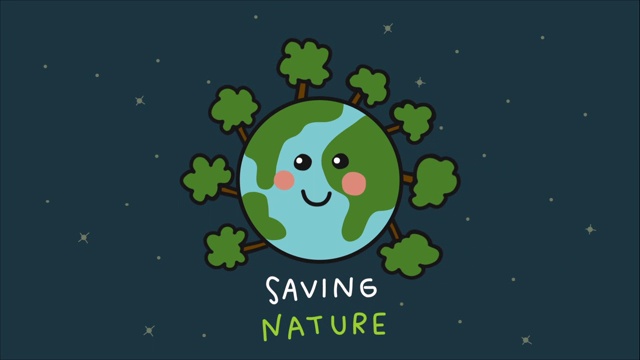 地球微笑，树木拯救自然的卡通视频下载