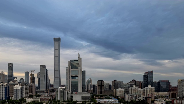 4000 - time - pace北京中央商务区建筑天际线，中国城市景观视频素材