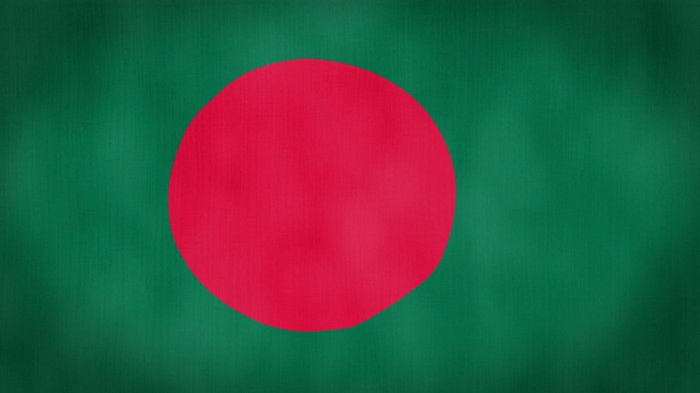 循环，真实的面料纹理和波浪孟加拉国旗动画视频下载