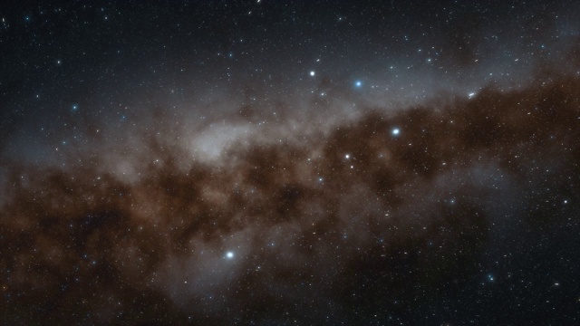 宇宙飞船以光速在太空中的星系中飞行。银河系中有数十亿颗恒星。美丽的星团。4 k动画。视频素材