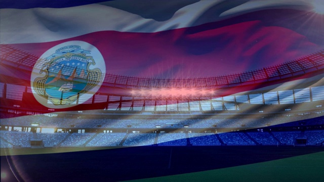 在体育场前飘扬的旗帜视频素材
