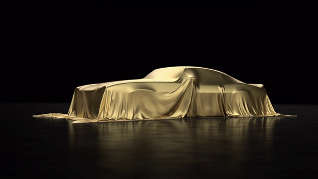 3D动画的豪华汽车覆盖了一块金布视频素材