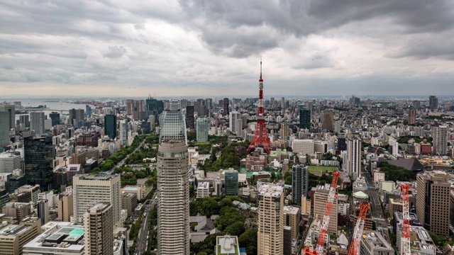 时间流逝-东京天际线的高架视图视频素材