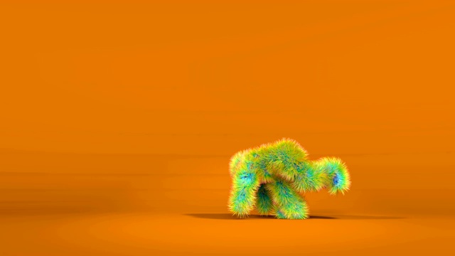 橙色背景下的彩色人物舞蹈卡波耶拉视频素材