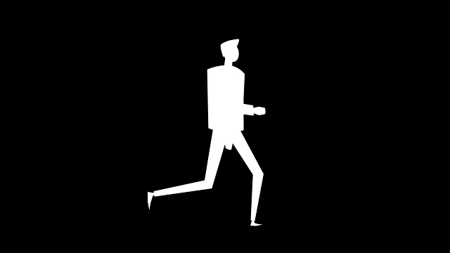 平面卡通多彩的人物动画。男跑步者跑步周期情况视频下载