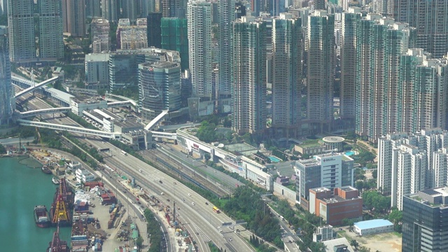 香港摩天大楼鸟瞰图。视频素材