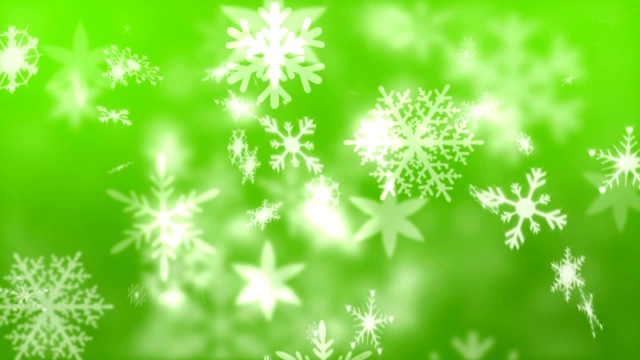 绿色背景上的雪花视频下载