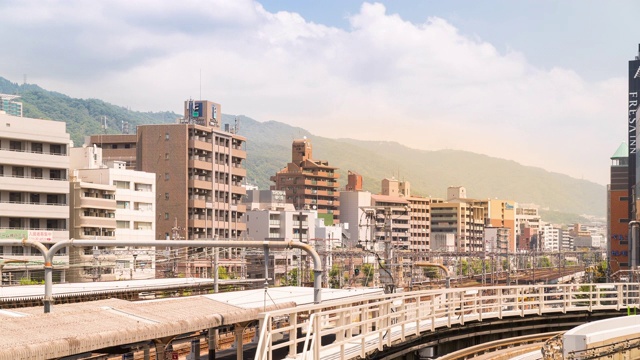 延时:神户的城市景观与火车交通。视频素材