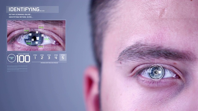 视网膜眼扫描生物识别安全眼扫描视频素材