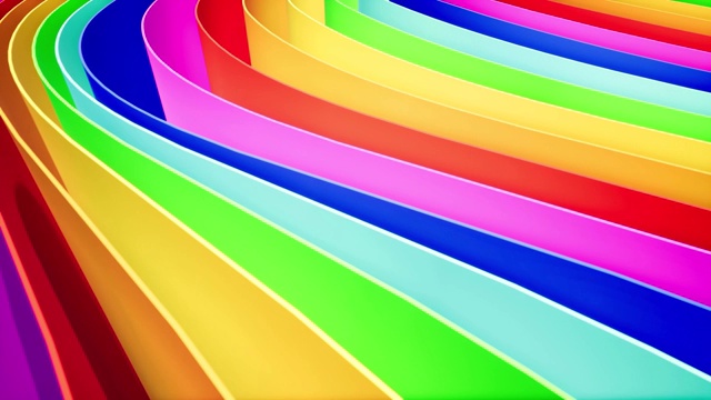 彩虹色彩迷宫无缝动画。多条路径用彩色的墙壁分隔。抽象迷宫与华丽的段落循环视频。波浪背景与多色的车道视频下载