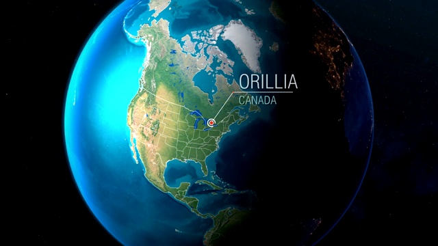 加拿大- Orillia -急速从太空到地球视频素材