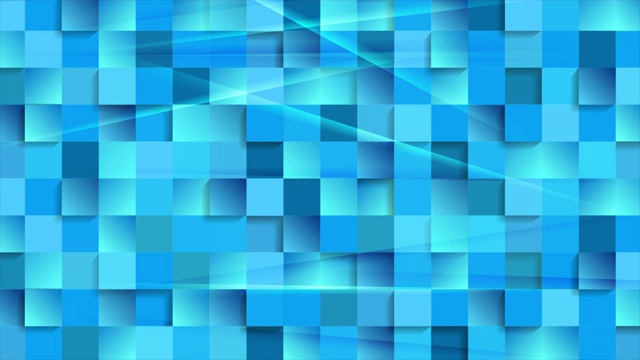 抽象的技术运动背景与蓝色光泽马赛克方块视频素材