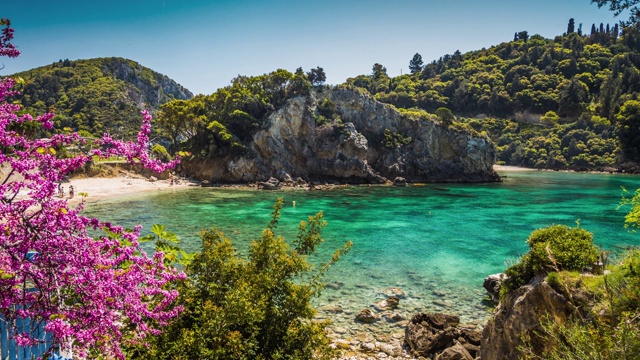 希腊科孚岛的古奥卡斯特里萨湾视频下载