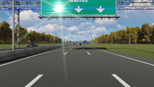 包头市高速公路上4K库存视频入口指示牌视频素材