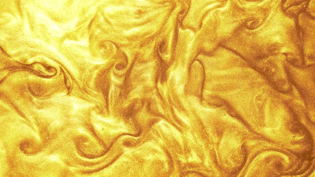 流体运动覆盖金色闪光油漆纹理视频下载