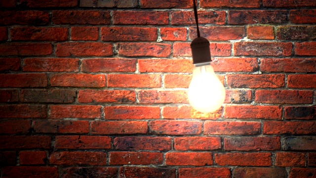 白炽灯在黑暗的砖墙房间里摇摆，无缝循环视频下载