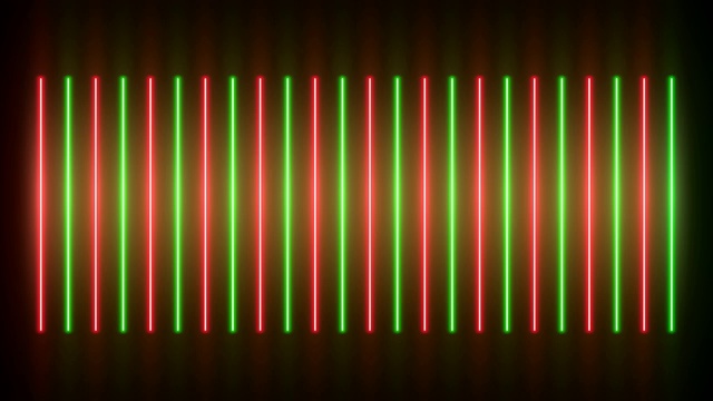 霓虹灯的背景。绿色和红色的霓虹灯背景出现和消失。明亮活霓虹背景。4 k。视频素材