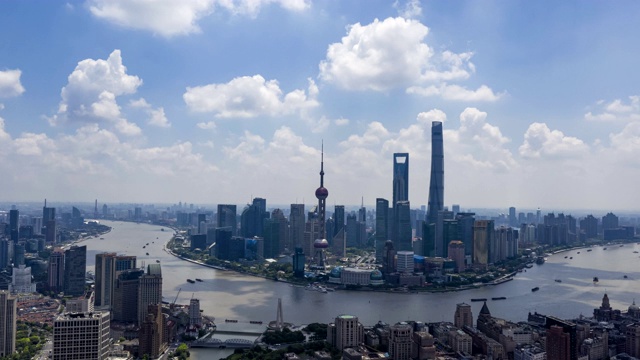 4K时间推移-航拍中国上海的日出全景视频素材