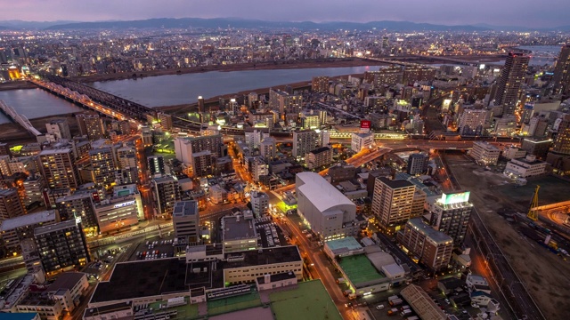 4k时光流逝:日本大阪夜城视频素材